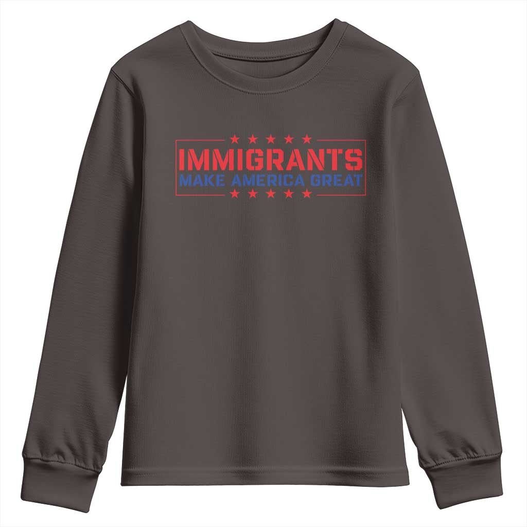 Immigrants Make America Great Youth Sweatshirt TS10 Dark Chocolate Print Your Wear