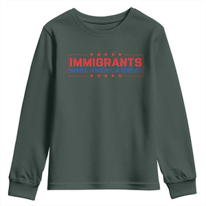 Immigrants Make America Great Youth Sweatshirt TS10 Dark Forest Green Print Your Wear