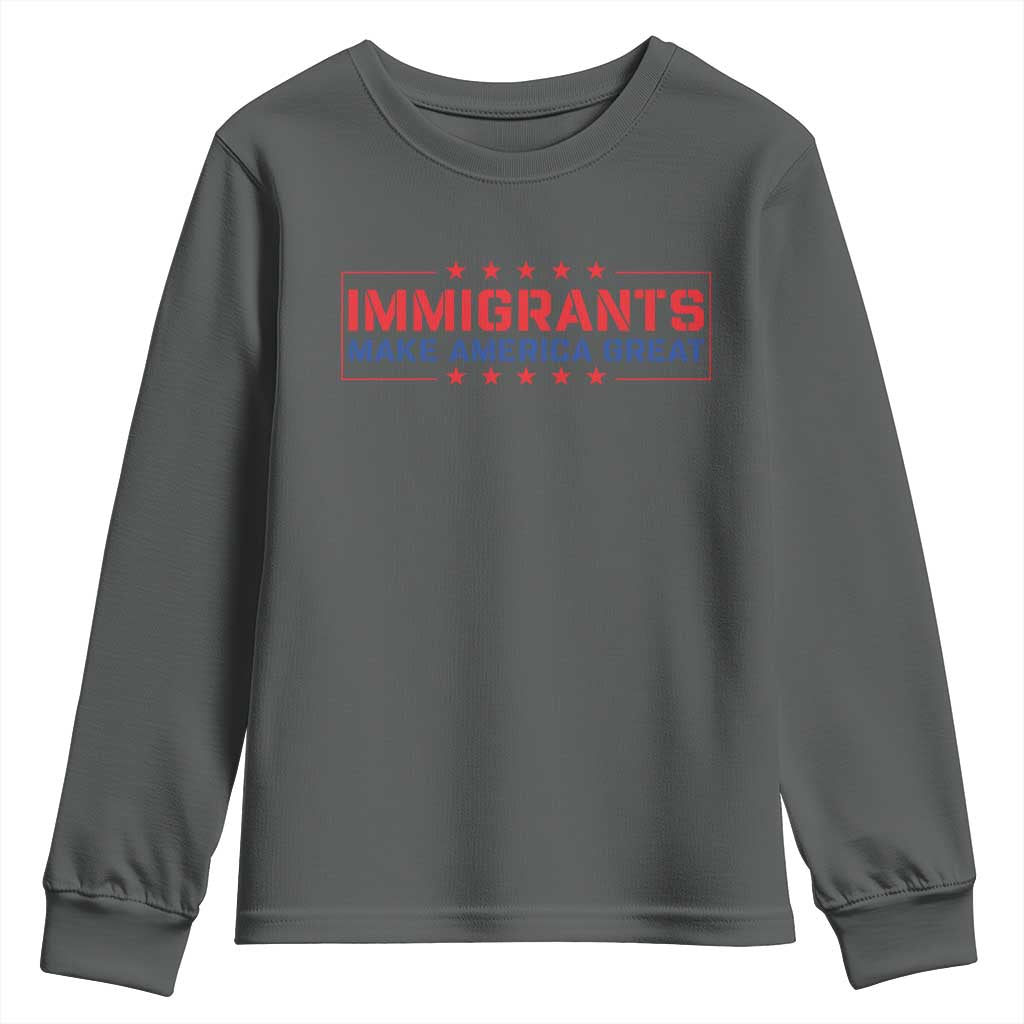 Immigrants Make America Great Youth Sweatshirt TS10 Dark Heather Print Your Wear