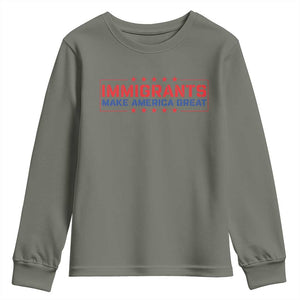 Immigrants Make America Great Youth Sweatshirt TS10 Military Green Print Your Wear