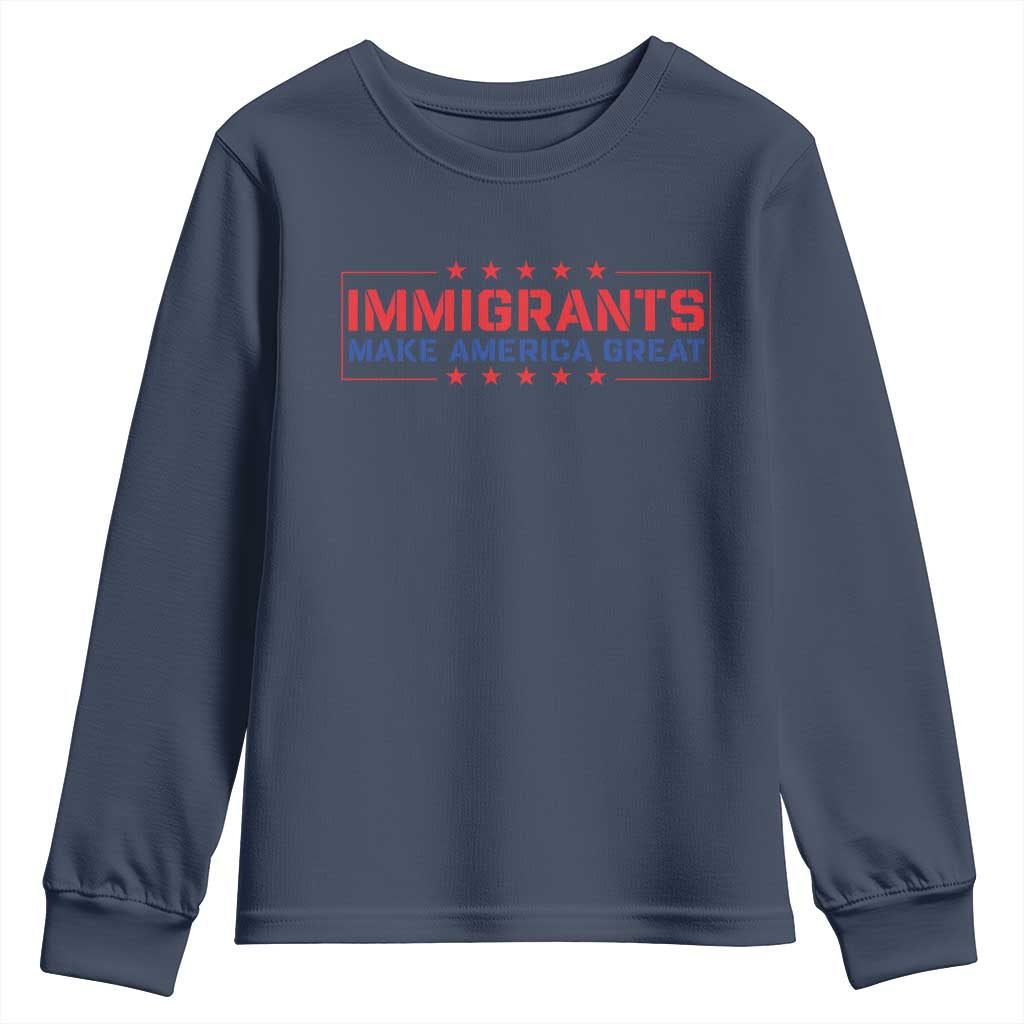 Immigrants Make America Great Youth Sweatshirt TS10 Navy Print Your Wear