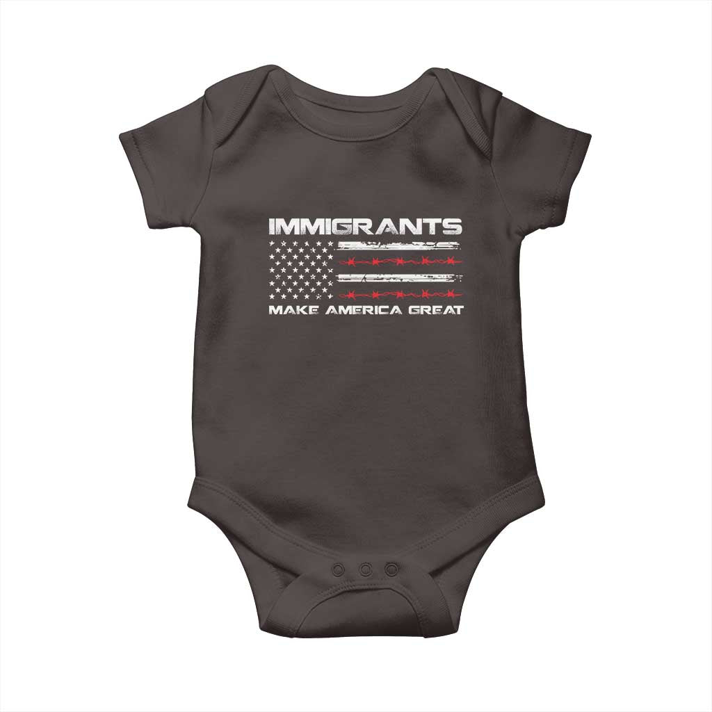Immigrants Make America Great Baby Onesie American Flag TS10 Dark Chocolate Print Your Wear