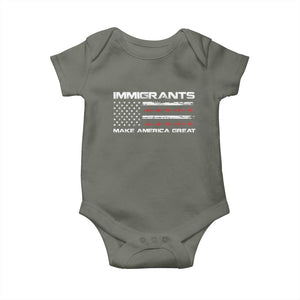 Immigrants Make America Great Baby Onesie American Flag TS10 Military Green Print Your Wear