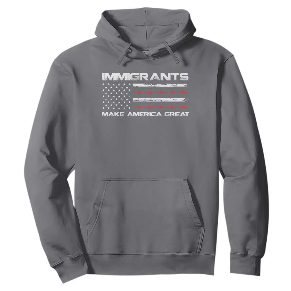 Immigrants Make America Great Hoodie American Flag TS10 Charcoal Print Your Wear