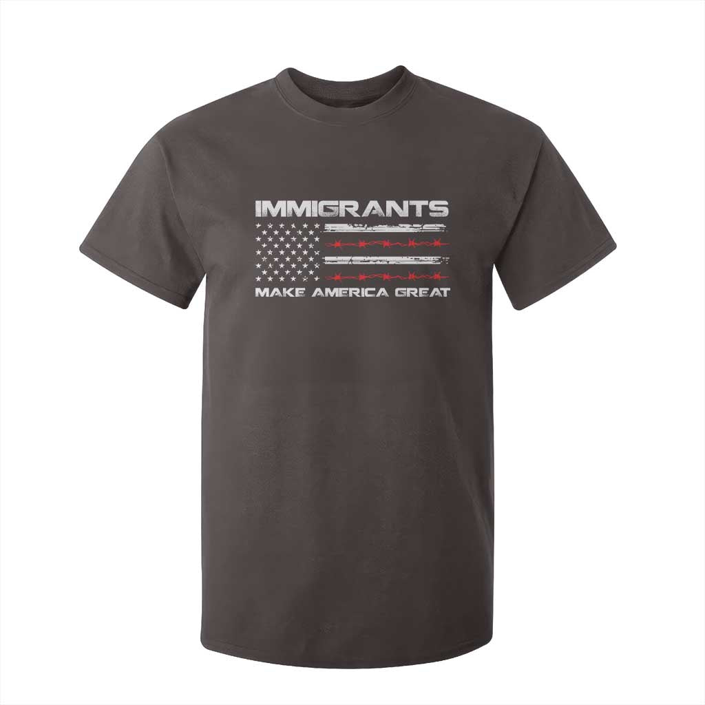 Immigrants Make America Great T Shirt For Kid American Flag TS10 Dark Chocolate Print Your Wear