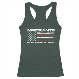 Immigrants Make America Great Racerback Tank Top American Flag TS10 Dark Forest Green Print Your Wear