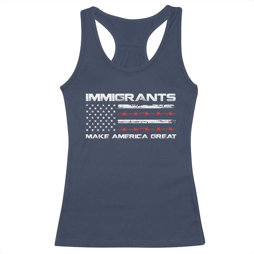 Immigrants Make America Great Racerback Tank Top American Flag TS10 Navy Print Your Wear