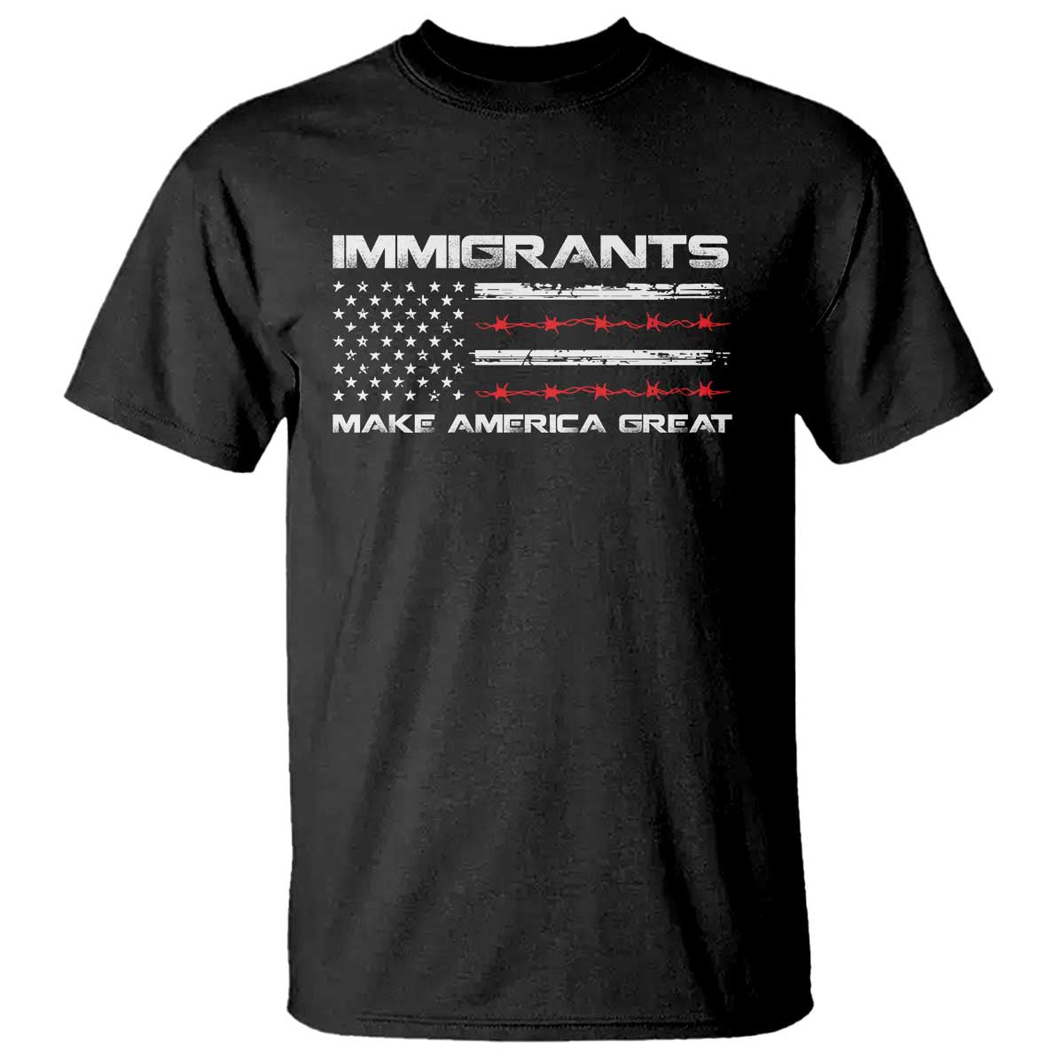 Immigrants Make America Great T Shirt American Flag TS10 Black Print Your Wear