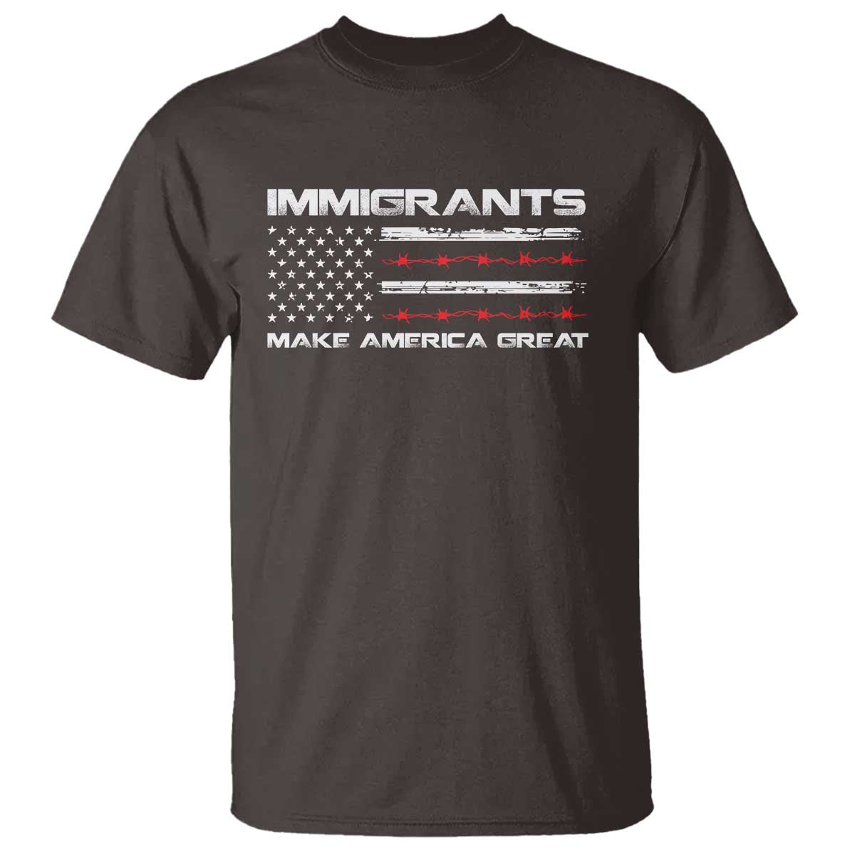 Immigrants Make America Great T Shirt American Flag TS10 Dark Chocolate Print Your Wear