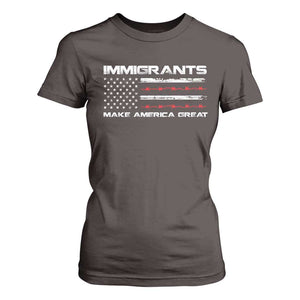 Immigrants Make America Great T Shirt For Women American Flag TS10 Dark Chocolate Print Your Wear