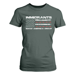 Immigrants Make America Great T Shirt For Women American Flag TS10 Dark Forest Green Print Your Wear