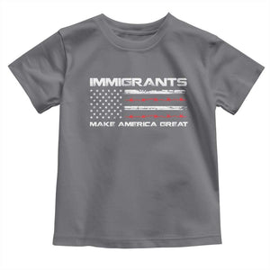 Immigrants Make America Great Toddler T Shirt American Flag TS10 Charcoal Print Your Wear
