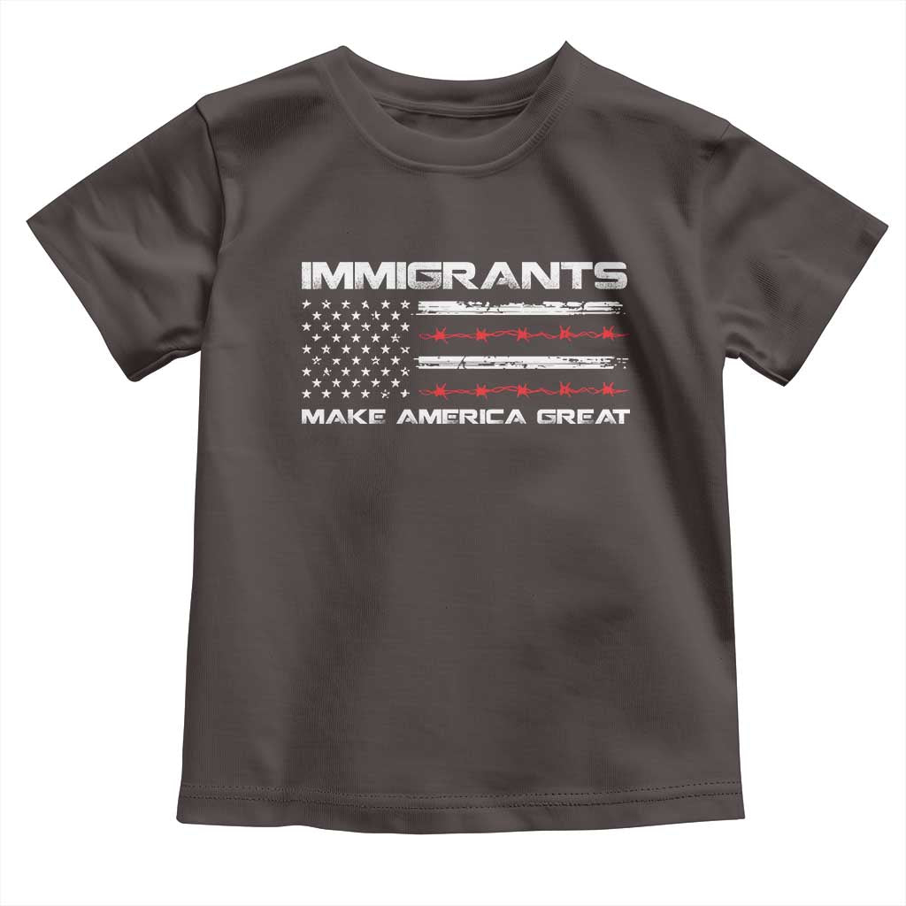 Immigrants Make America Great Toddler T Shirt American Flag TS10 Dark Chocolate Print Your Wear