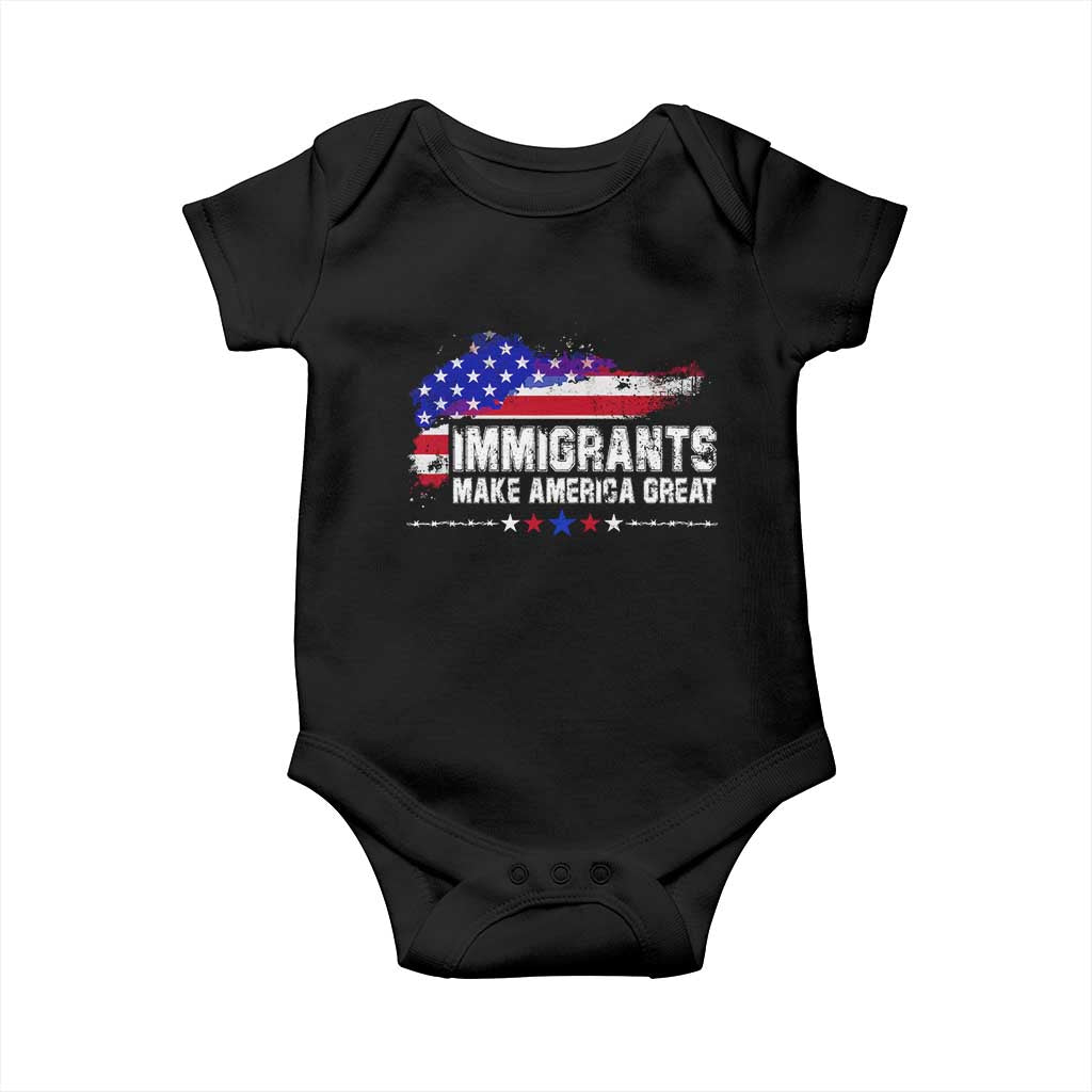 Immigrants Make America Great Baby Onesie American Flag Pro Immigration TS10 Black Print Your Wear