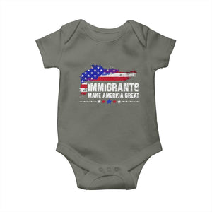 Immigrants Make America Great Baby Onesie American Flag Pro Immigration TS10 Military Green Print Your Wear