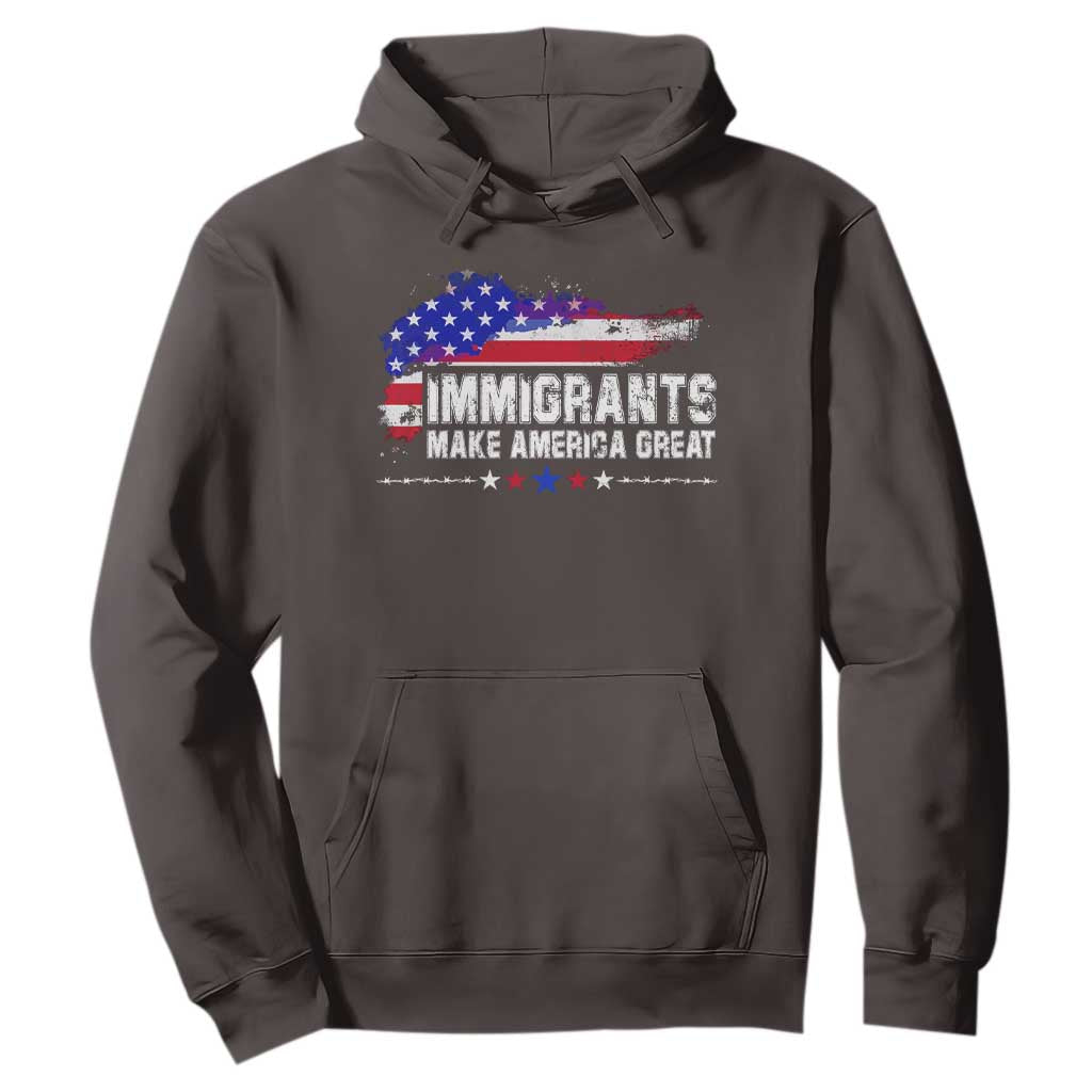 Immigrants Make America Great Hoodie American Flag Pro Immigration TS10 Dark Chocolate Print Your Wear
