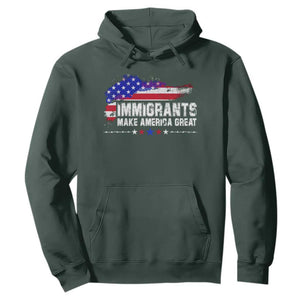 Immigrants Make America Great Hoodie American Flag Pro Immigration TS10 Dark Forest Green Print Your Wear