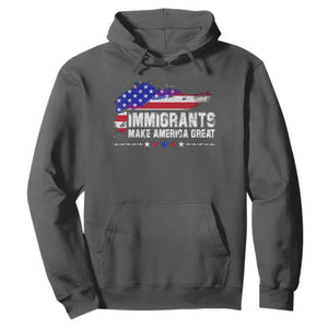Immigrants Make America Great Hoodie American Flag Pro Immigration TS10 Dark Heather Print Your Wear