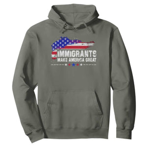 Immigrants Make America Great Hoodie American Flag Pro Immigration TS10 Military Green Print Your Wear