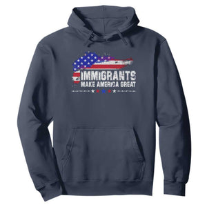 Immigrants Make America Great Hoodie American Flag Pro Immigration TS10 Navy Print Your Wear