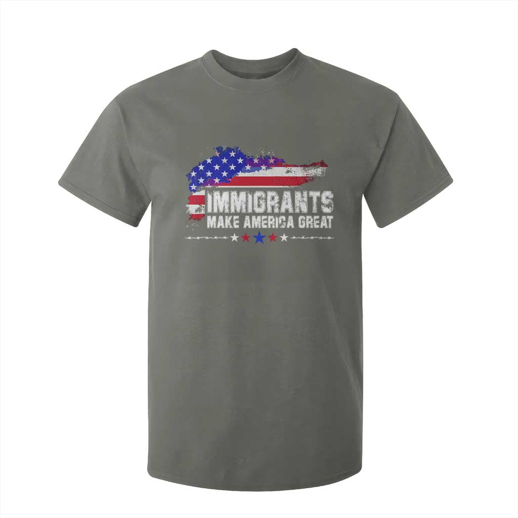 Immigrants Make America Great T Shirt For Kid American Flag Pro Immigration TS10 Military Green Print Your Wear