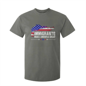 Immigrants Make America Great T Shirt For Kid American Flag Pro Immigration TS10 Military Green Print Your Wear