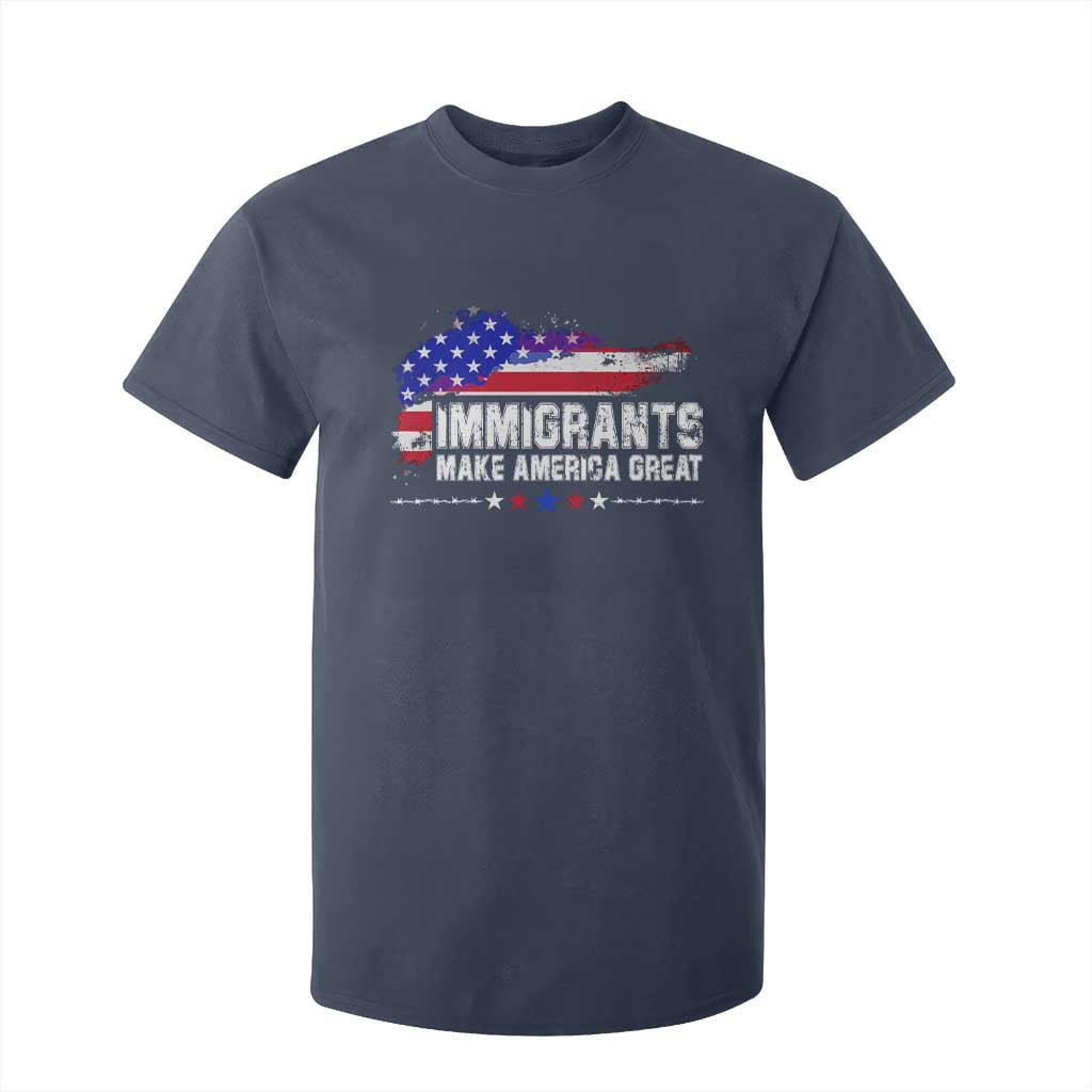 Immigrants Make America Great T Shirt For Kid American Flag Pro Immigration TS10 Navy Print Your Wear