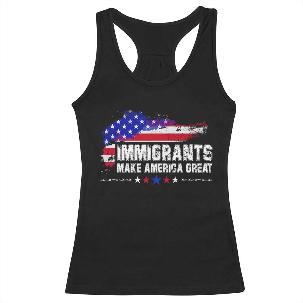 Immigrants Make America Great Racerback Tank Top American Flag Pro Immigration TS10 Black Print Your Wear