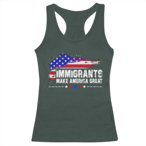 Immigrants Make America Great Racerback Tank Top American Flag Pro Immigration TS10 Dark Forest Green Print Your Wear