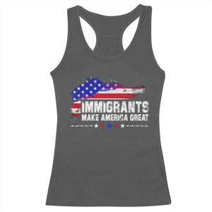 Immigrants Make America Great Racerback Tank Top American Flag Pro Immigration TS10 Dark Heather Print Your Wear