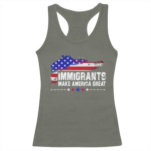 Immigrants Make America Great Racerback Tank Top American Flag Pro Immigration TS10 Military Green Print Your Wear