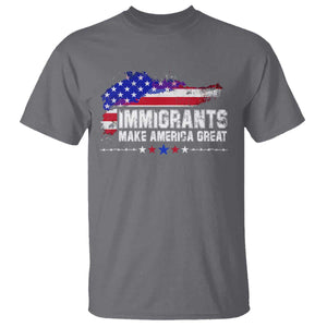 Immigrants Make America Great T Shirt American Flag Pro Immigration TS10 Charcoal Print Your Wear