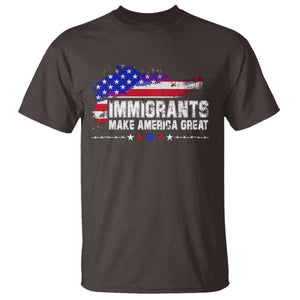 Immigrants Make America Great T Shirt American Flag Pro Immigration TS10 Dark Chocolate Print Your Wear
