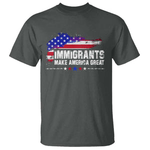 Immigrants Make America Great T Shirt American Flag Pro Immigration TS10 Dark Heather Print Your Wear