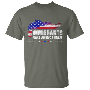 Immigrants Make America Great T Shirt American Flag Pro Immigration TS10 Military Green Print Your Wear