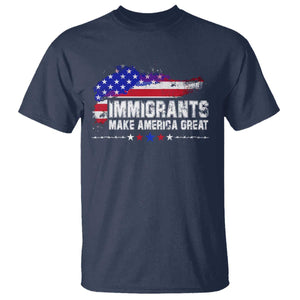 Immigrants Make America Great T Shirt American Flag Pro Immigration TS10 Navy Print Your Wear