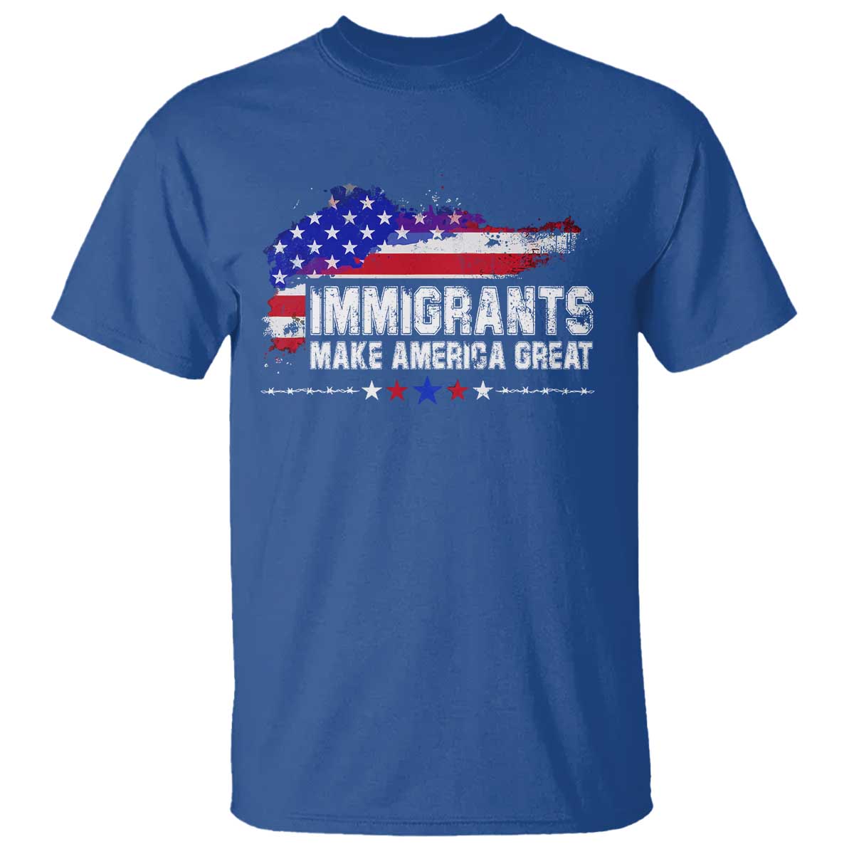 Immigrants Make America Great T Shirt American Flag Pro Immigration TS10 Royal Blue Print Your Wear
