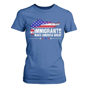 Immigrants Make America Great T Shirt For Women American Flag Pro Immigration TS10 Royal Blue Print Your Wear