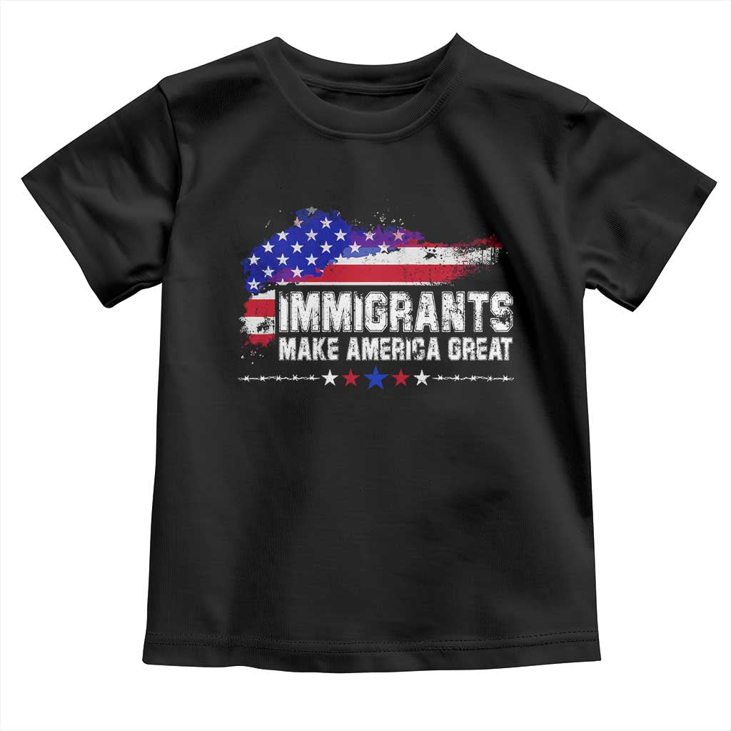 Immigrants Make America Great Toddler T Shirt American Flag Pro Immigration TS10 Black Print Your Wear
