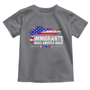 Immigrants Make America Great Toddler T Shirt American Flag Pro Immigration TS10 Charcoal Print Your Wear