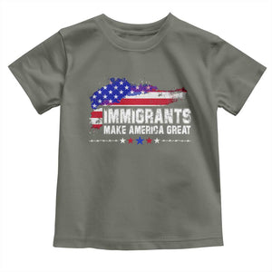 Immigrants Make America Great Toddler T Shirt American Flag Pro Immigration TS10 Military Green Print Your Wear