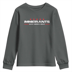 Immigrants Make America Great Youth Sweatshirt Pro Immigrant Resist Racist TS10 Dark Heather Print Your Wear