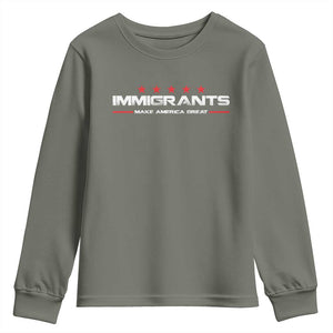 Immigrants Make America Great Youth Sweatshirt Pro Immigrant Resist Racist TS10 Military Green Print Your Wear