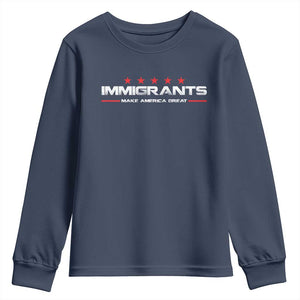 Immigrants Make America Great Youth Sweatshirt Pro Immigrant Resist Racist TS10 Navy Print Your Wear