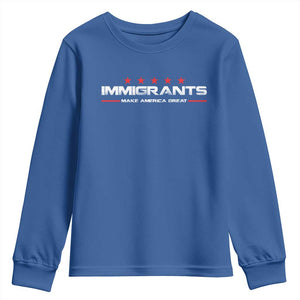 Immigrants Make America Great Youth Sweatshirt Pro Immigrant Resist Racist TS10 Royal Blue Print Your Wear