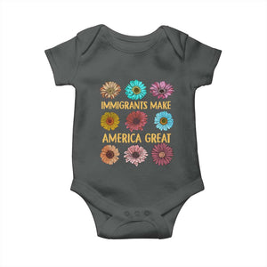 Immigrants Make America Great Baby Onesie Political Progressive Pro Immigration Wildflower Gift TS10 Dark Heather Print Your Wear