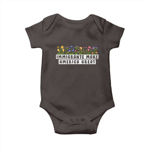 Immigrants Make America Great Baby Onesie Pro Immigration TS10 Dark Chocolate Print Your Wear