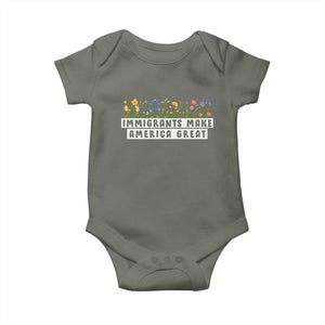 Immigrants Make America Great Baby Onesie Pro Immigration TS10 Military Green Print Your Wear