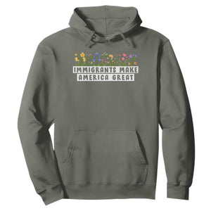 Immigrants Make America Great Hoodie Pro Immigration TS10 Military Green Print Your Wear