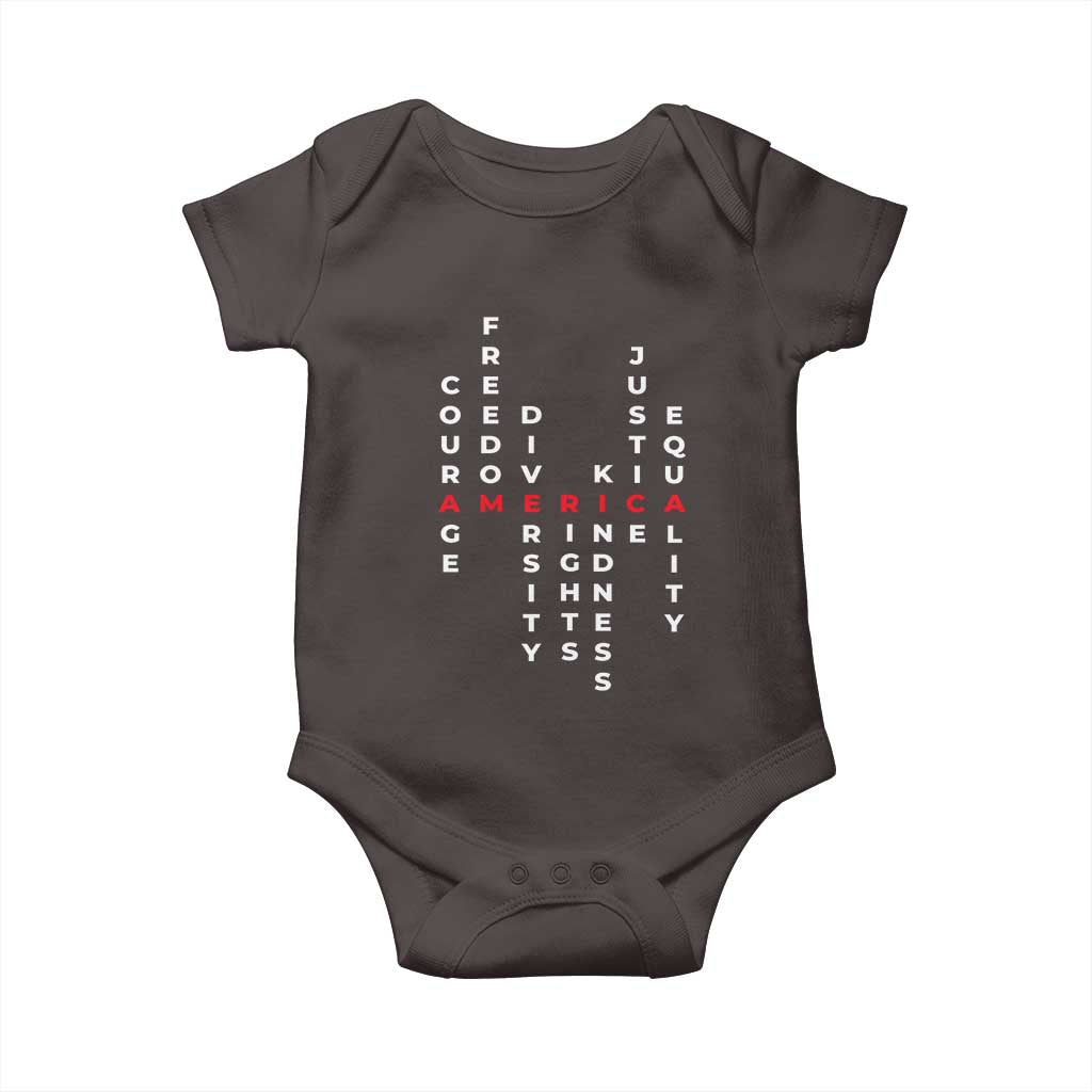 Equal Rights Baby Onesie Courage Freedom Diversity Rights Kindness Justice Equality TS10 Dark Chocolate Print Your Wear